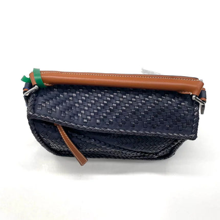 Loewe Braided Puzzle Small Woven Navy Leather Crossbody Bag
