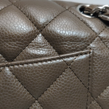 Chanel Classic Flap Jumbo 2012 Coffee Brown Caviar Leather Double Flap Silver Hardware