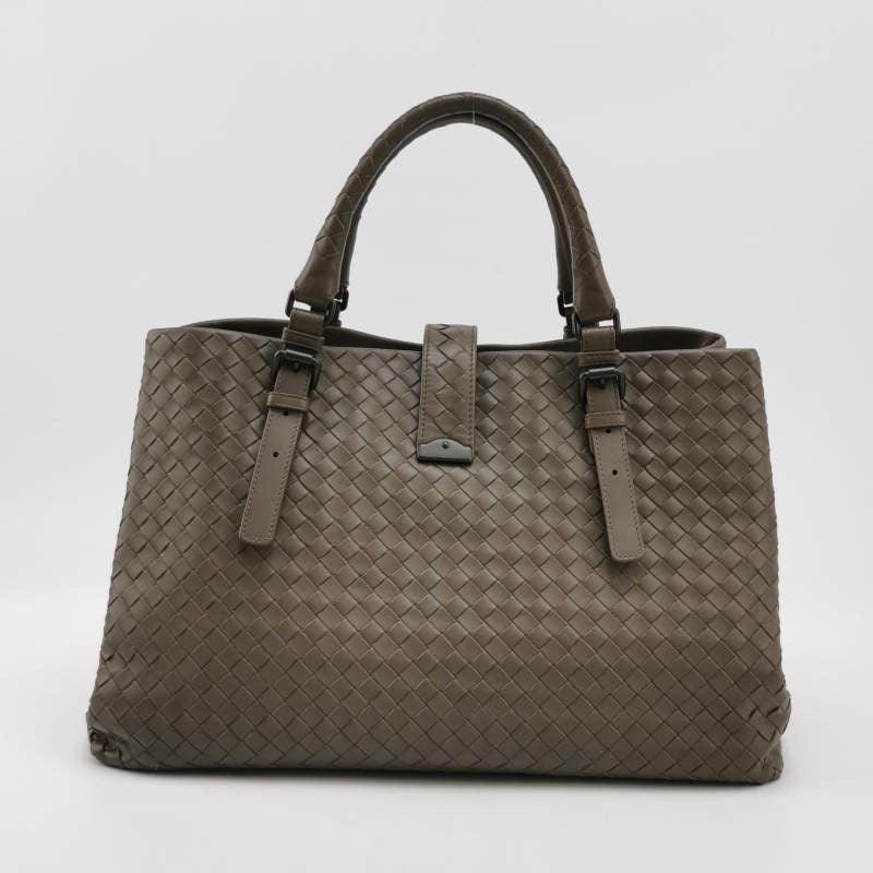 Bottega Veneta Roma Large Intrecciato Nappa Leather Grey 35cm