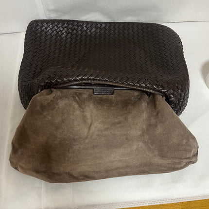 Bottega Veneta Veneta Hobo Intrecciato Dark Chocolate Brown Medium Lambskin Leather 47cm