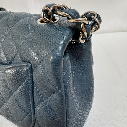 Chanel Classic Flap Rectangular Mini Navy Caviar Leather Silver Hardware 2015-16