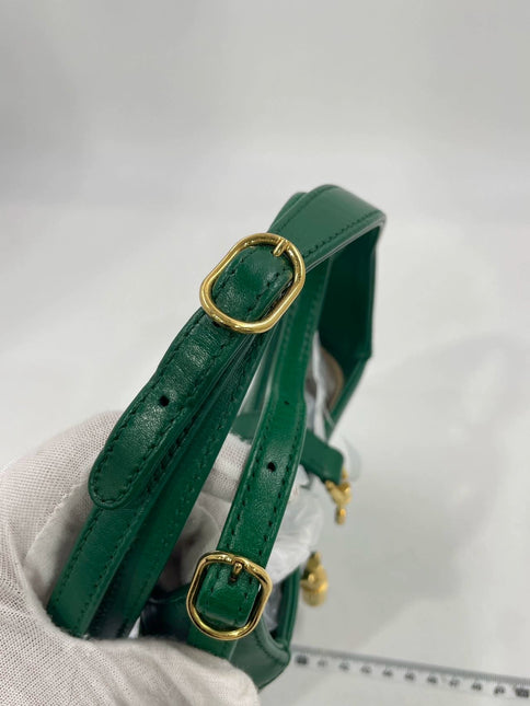 Gucci Jackie 1961 Mini Handbag in Green Leather with Adjustable Strap