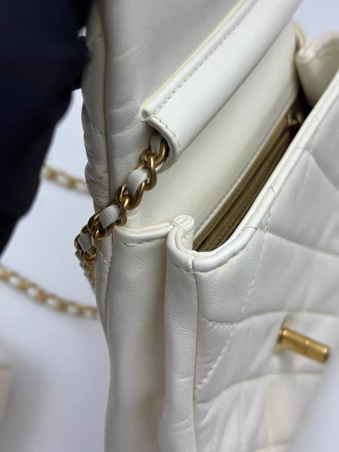 Chanel White Quilted Lambskin Double Side Pack Bags Aged Gold Hardware 2019