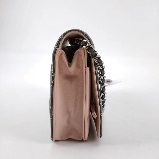 Sold Chanel Wild Stitch Flap Wallet on Chain WOC Grey and Pink Leather