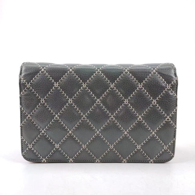 Sold Chanel Wild Stitch Flap Wallet on Chain WOC Grey and Pink Leather