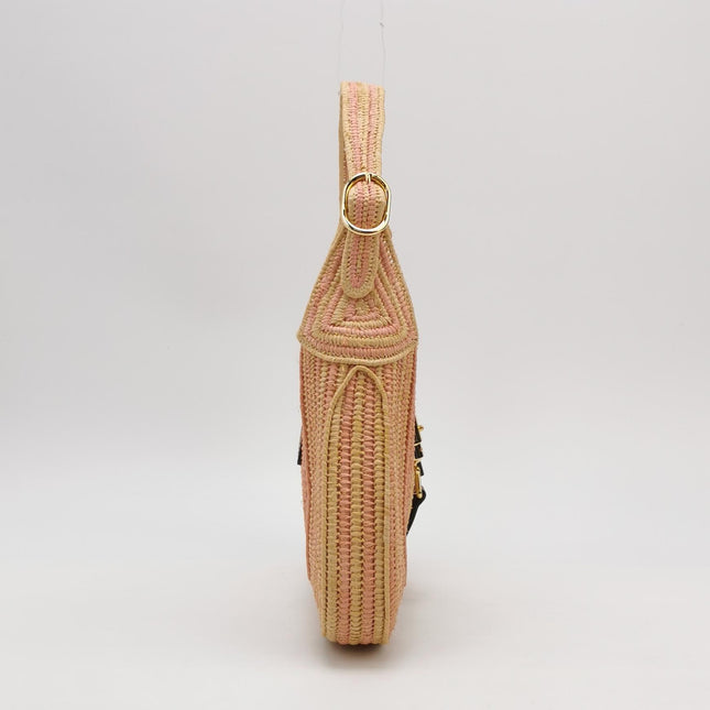 Gucci Jackie 1961 Wicker Bag Pink Gold Hardware Leather Strap