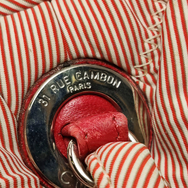 Chanel Bubble Chain Striped Quilted Flap Bag Red/White Tote