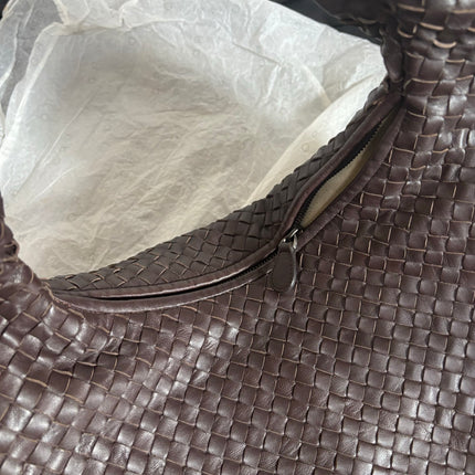 Bottega Veneta Belly Hobo Intreccio Leather Dark Chocolate Brown Large 50cm