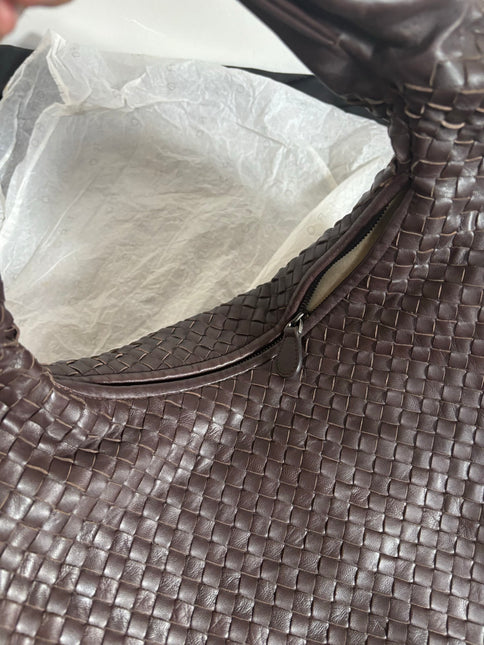 Bottega Veneta Belly Hobo Intreccio Leather Dark Chocolate Brown Large 55cm