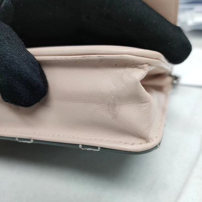 Sold Chanel Wild Stitch Flap Wallet on Chain WOC Grey and Pink Leather