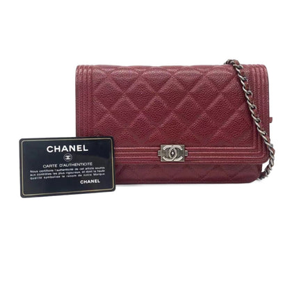 Sold Chanel Wallet on Chain Boy Half Flap Red Caviar Leather-Luxbags
