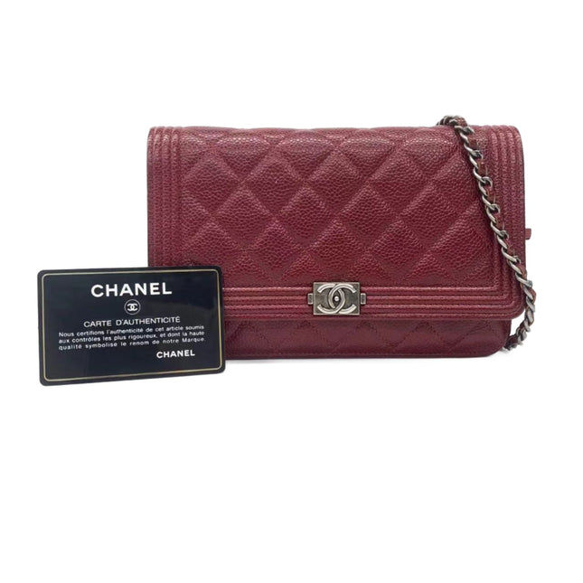 Sold Chanel Wallet on Chain Boy Half Flap Red Caviar Leather-Luxbags