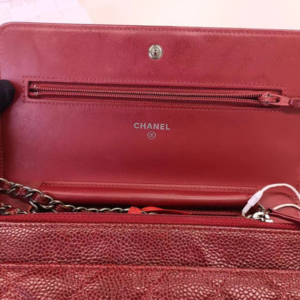 Sold Chanel Wallet on Chain Boy Half Flap Red Caviar Leather