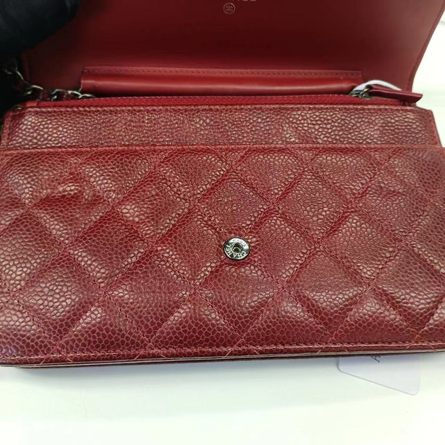 Sold Chanel Wallet on Chain Boy Half Flap Red Caviar Leather