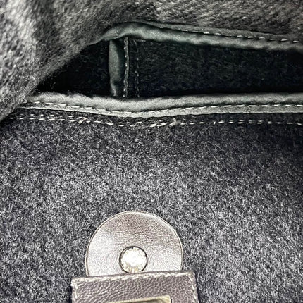 Fendi Baguette Bag Grey Wool Zucca Print Shoulder Bag