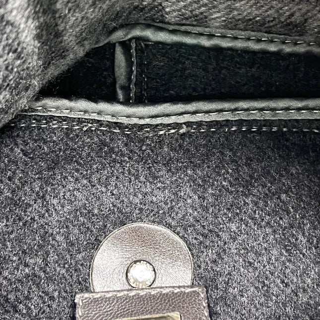 Fendi Baguette Bag Grey Wool Zucca Print Shoulder Bag