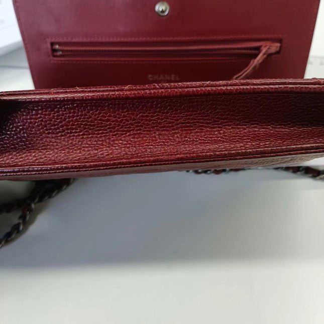 Sold Chanel Wallet on Chain Boy Half Flap Red Caviar Leather
