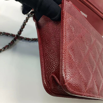 Sold Chanel Wallet on Chain Boy Half Flap Red Caviar Leather