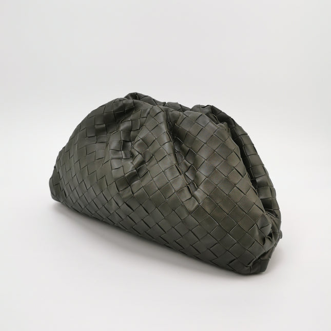 Bottega Veneta Pouch Large Intrecciato Dark Olive Green Calfskin Leather