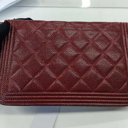 Sold Chanel Wallet on Chain Boy Half Flap Red Caviar Leather
