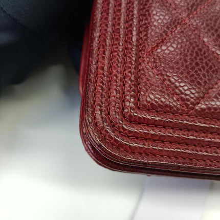 Sold Chanel Wallet on Chain Boy Half Flap Red Caviar Leather
