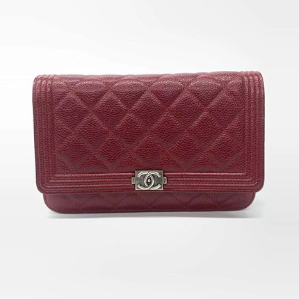 Sold Chanel Wallet on Chain Boy Half Flap Red Caviar Leather