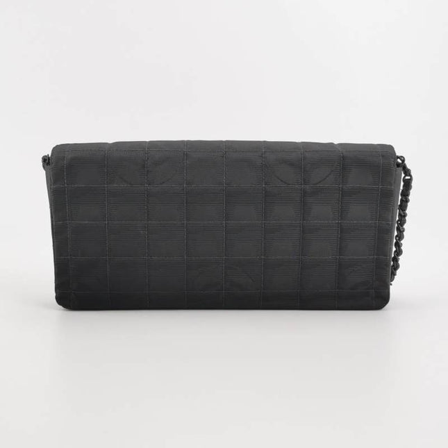 Chanel East West Chocolate Bar Black Leather Silver Hardware, 2000-2002