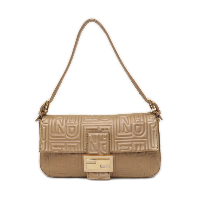 Fendi Baguette 1997 Re-edition 3D Embossed Gold Leather Shoulder bag-Luxbags