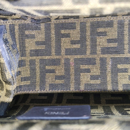Fendi First Small Silver Shiny Calfskin Leather Clutch with Shoulder Strap