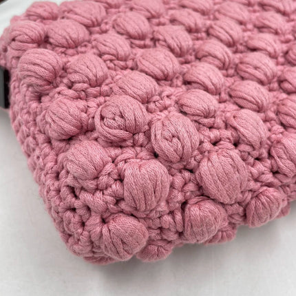 Sold Fendi Baguette Bag Pink Crochet Knit Wool Pompom Shoulder Bag