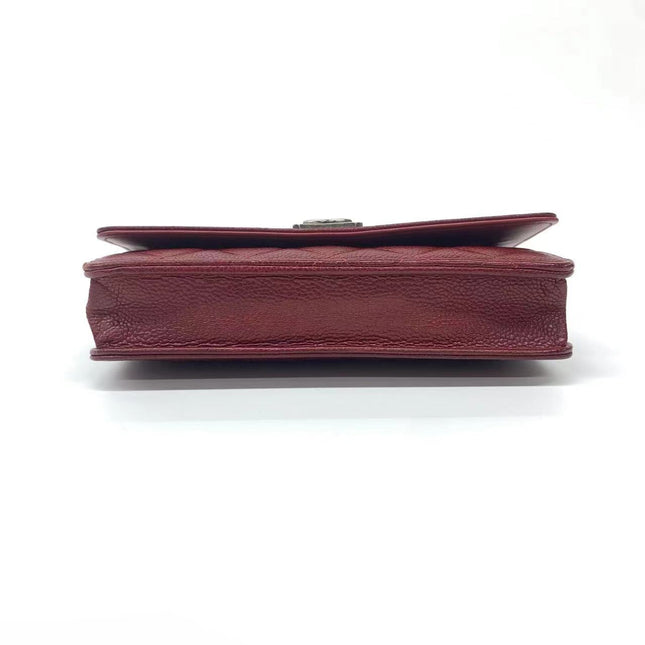 Sold Chanel Wallet on Chain Boy Half Flap Red Caviar Leather
