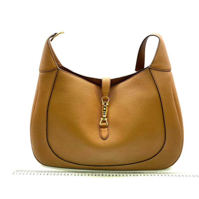 Sac porté épaule large Gucci Jackie 1961 camel avec bandoulière