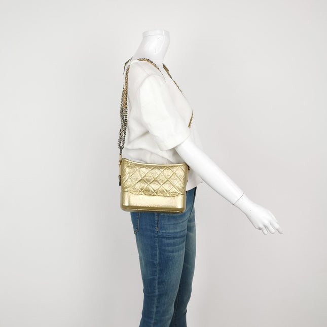 Chanel Gabrielle Hobo 2019 Gold Leather Small Crossbody Bag