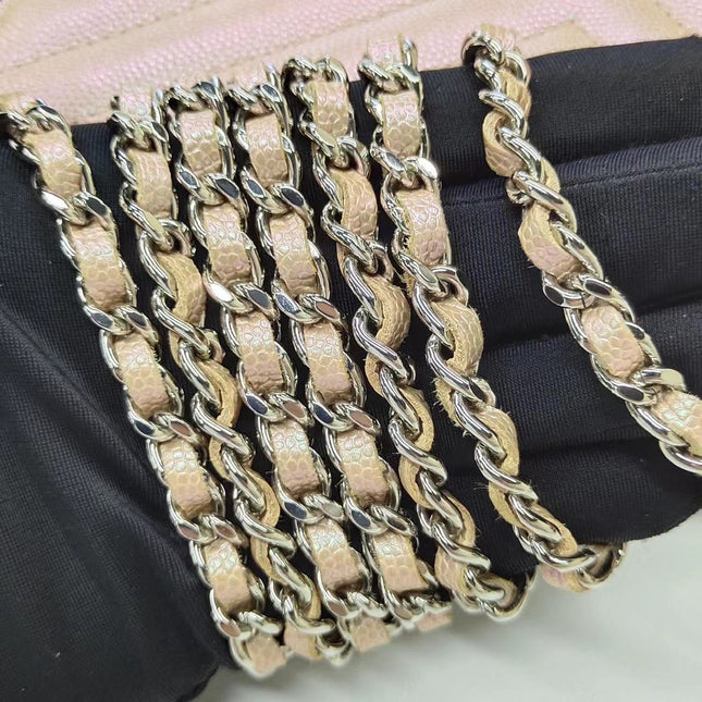 Sold Chanel WOC Wallet on Chain Chevron Champagne Iridescent Leather Bag