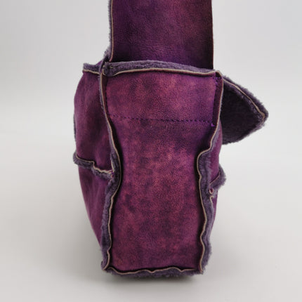 Chanel 2.55 Flap Vintage Chocolate Bar Purple Suede Crossbody Messenger Bag