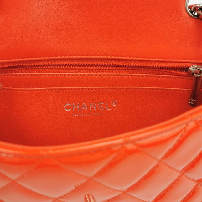 Sold Chanel Classic Flap Square 2014 Orange Patent Leather Bag