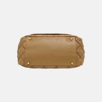 Chanel Double Stitch Retro Chain Accordion Flap Bag Brown Calfskin Leather