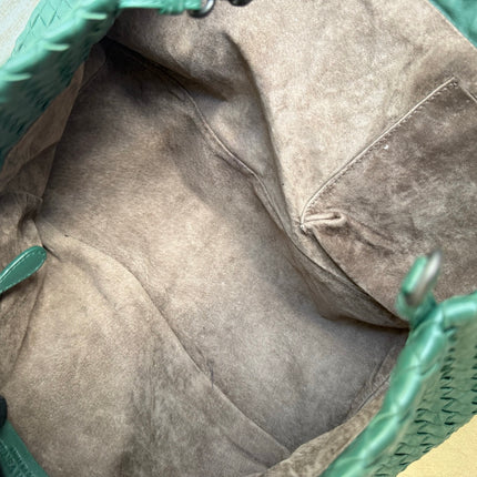 Bottega Veneta Cesta Shopper Tote Nappa Intrecciato Leather Dark Green Small