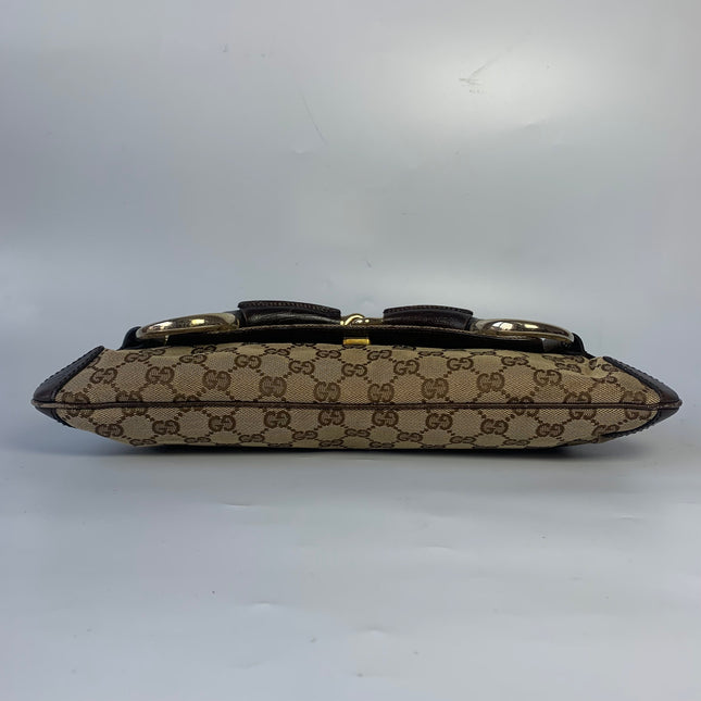 Sold Iconic 2003 Gucci Horsebit 1955 Cloth Black Monogram Shoulder bag