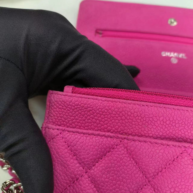 Sold Chanel Wallet on Chain Classic Flap Fuchsia Caviar Leather