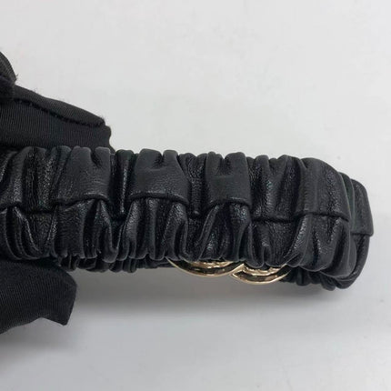 Chanel Hair Band Scrunchie Black Lambskin CC Chain Gold Buckle