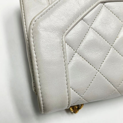 Chanel Diana CC Flap Bag Small Vintage White Lambskin Leather with 24k Gold HW, 1989-1991
