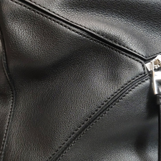 Loewe Puzzle Medium Black Smooth Leather White Logo 2016