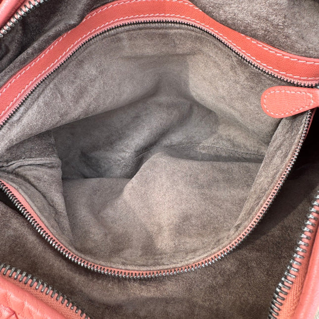 Sold Bottega Veneta Veneta Hobo Medium Coral Intrecciato Leather Bag 47cm