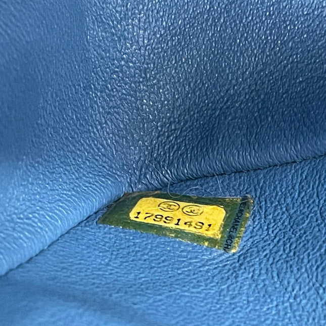 Chanel Timeless Classic Flap Medium Light Blue Caviar Leather Silver Hardware