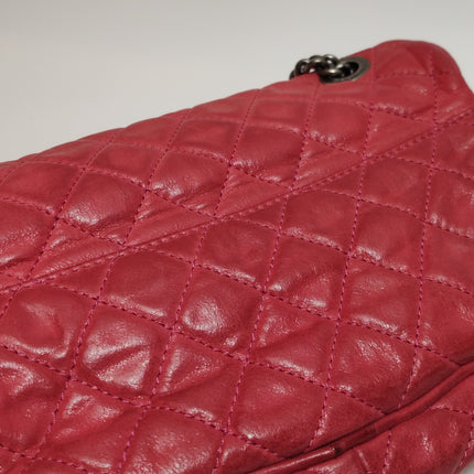 Chanel Shiva Flap Bag Distressed Pink Aged Calfskin Leather Antiqued Silver Hardware