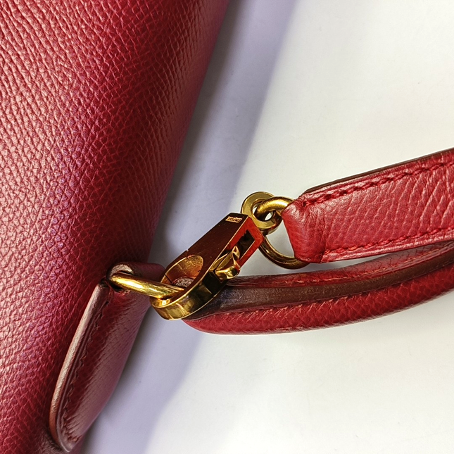 Hermes Kelly 32 Retourne Rouge Vif Red Epsom Leather Gold Hardware 1997