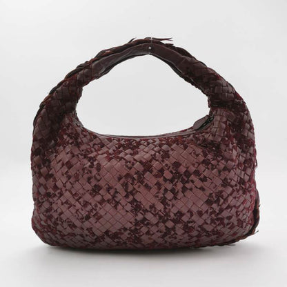 Bottega Veneta Veneta Hobo Medium Leather and Velvet Burgundy Wine 40cm