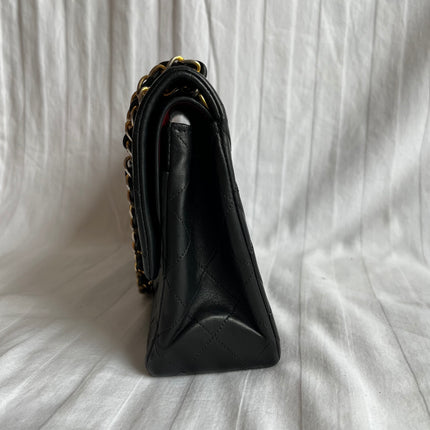 Chanel Classic Flap Medium Vintage Black Lambskin Leather with 24k Gold Hardware