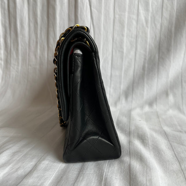 Chanel Classic Flap Medium Vintage Black Lambskin Leather with 24k Gold Hardware